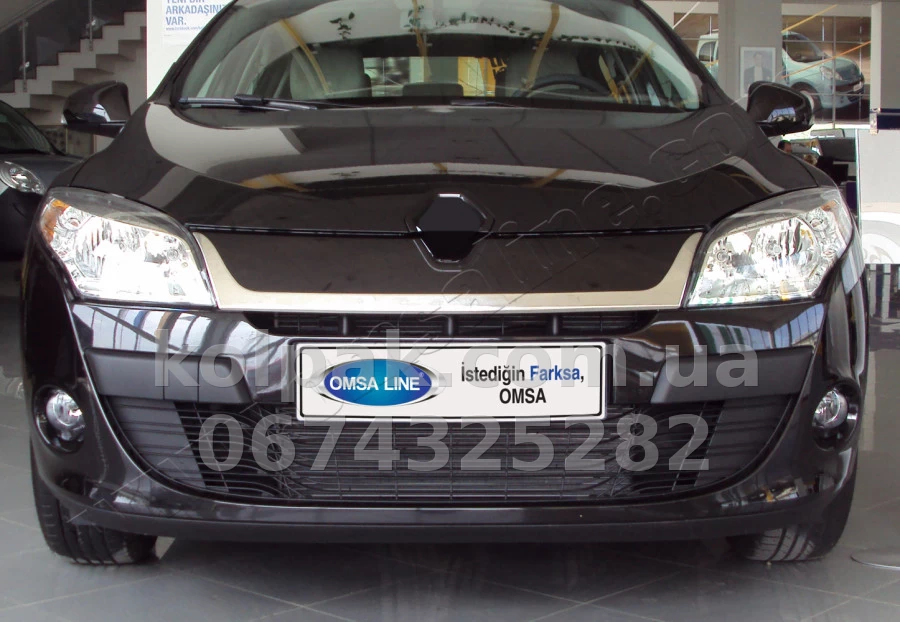 Chrome radiator grille trim Renault Megane 5D/3D/SW 2009-2013, OmsaLine, 6112081 Chrome radiator grille trim Renault Megane 5D/3D/SW 2009-2013, OmsaLine, 6112081 β photo 1