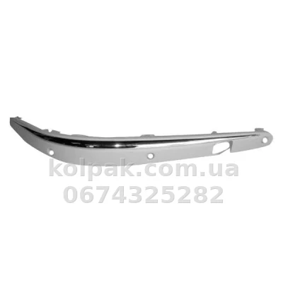 Правий молдинг переднього бампера Mercedes-Benz E-Class W211 2002-2006, із хромом, з отвором для датчика паркування, AVTM, 2118801012, 184610934 Правий молдинг переднього бампера Mercedes-Benz E-Class W211 2002-2006, із хромом, з отвором для датчика паркування, AVTM, 2118801012, 184610934