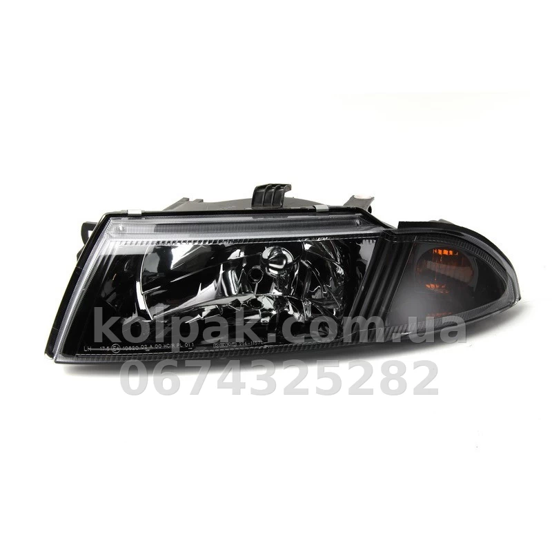 Передня ліва фара Mitsubishi Carisma 2000-2006, чорна, H4, електричне регулювання, Depo, 214-1157L-LDEM2 Передня ліва фара Mitsubishi Carisma 2000-2006, чорна, H4, електричне регулювання, Depo, 214-1157L-LDEM2 — фото 1