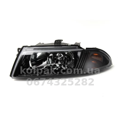 Передня ліва фара Mitsubishi Carisma 2000-2006, чорна, H4, електричне регулювання, Depo, 214-1157L-LDEM2