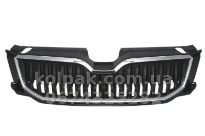Решітка радіатора Skoda Octavia A7 2013-2017, чорна, із хромованою рамкою, AVTM, 186415990