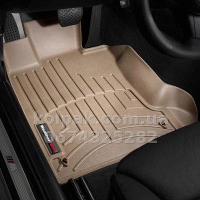 Floor mats for BMW 5-Series E60 2003-2010, with raised edges, front, beige, Weathertech 451641 — photo 2