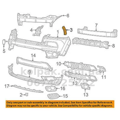 Праве кріплення переднього бампера Jeep Cherokee 2013-2018, біля крила, AVTM, 68138374AC, 183805932 — фото 2