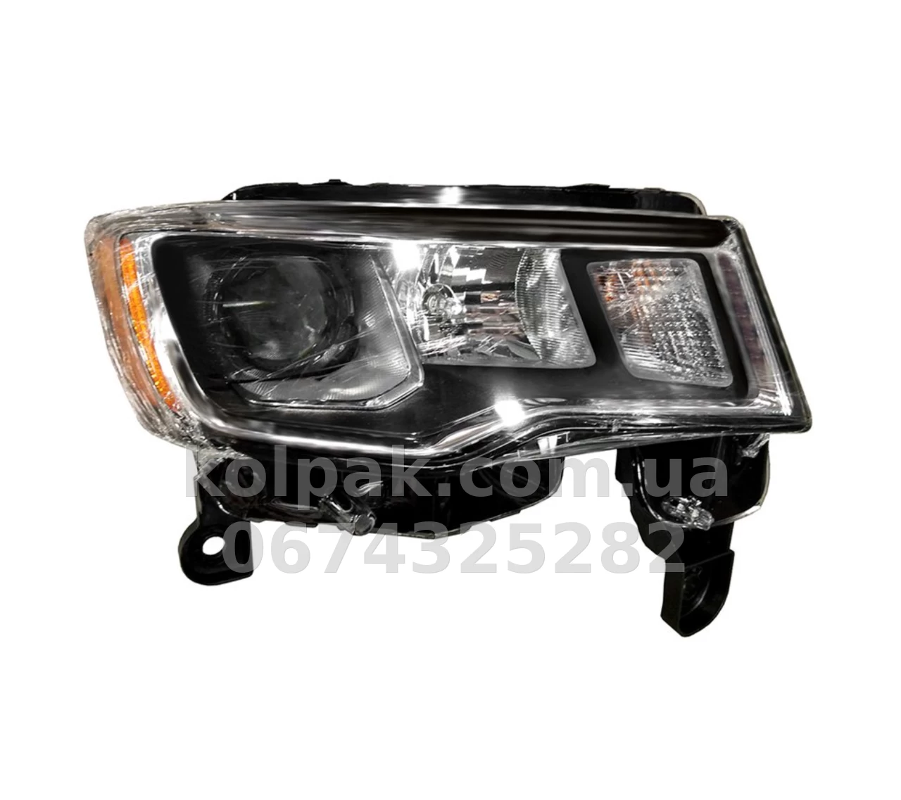 Front right headlight Jeep Grand Cherokee 2016-2021, manual adjustment, without bulbs (H11.H9.7444na.W5W), black with chrome finish, Depo, 3331199RAS1 Front right headlight Jeep Grand Cherokee 2016-2021, manual adjustment, without bulbs (H11.H9.7444na.W5W), black with chrome finish, Depo, 3331199RAS1 β photo 1