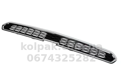 Решітка радіатора Chevrolet Spark m300 2012-2015, верхня, чорна, із хромованим молдингом, AVTM, 181735993 — фото 2