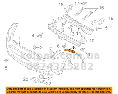 Ліве кріплення переднього бампера Mitsubishi Outlander 2012-2015, пластик, AVTM, 6400F879, 184824933 — фото 2