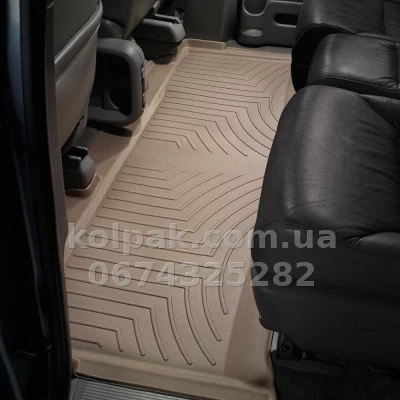 Floor mats for Honda Odyssey 2007- 2011, with raised edges, rear one-piece design, beige, Weathertech 450492 — photo 2