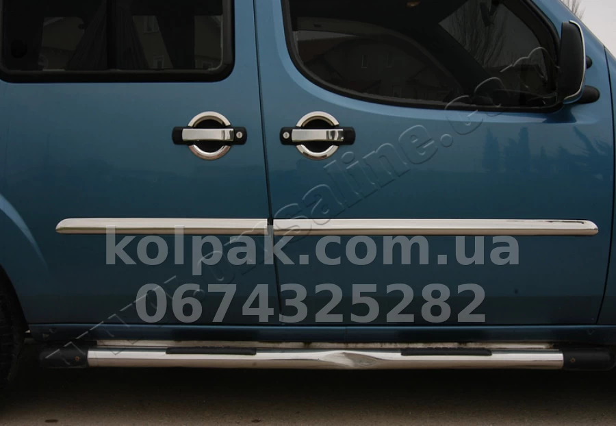 Chrome door moulding covers (4 pcs, stainless steel) Fiat Doblo 2000-2006, OmsaLine, 2520131 Chrome door moulding covers (4 pcs, stainless steel) Fiat Doblo 2000-2006, OmsaLine, 2520131 β photo 1