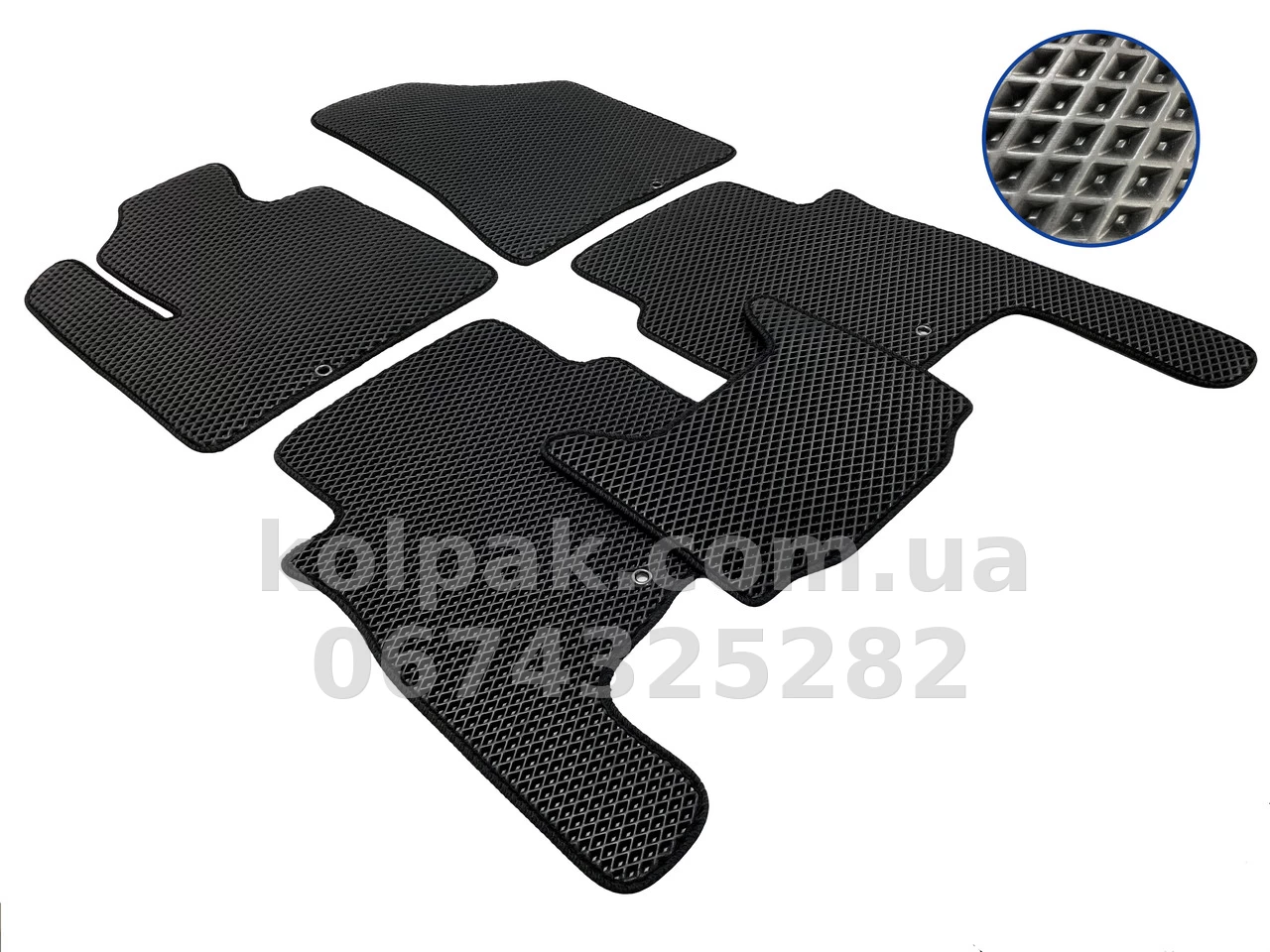 Килимки в салон Hyundai Santa Fe 2006-2010, EVA, чорні, 5 шт., AVTM BLCEV1235 Килимки в салон Hyundai Santa Fe 2006-2010, EVA, чорні, 5 шт., AVTM BLCEV1235 — фото 1