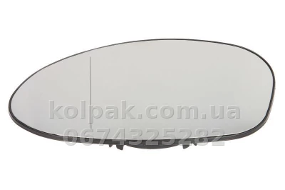 Лівий вкладиш дзеркала BMW 1-Series E87 2003-2010/1-Series E81 2006-2010/3-Series E90/E91 2004-2008, асферичний, із підігрівом, блакитне скло, AVTM, 5516745267, 186411541