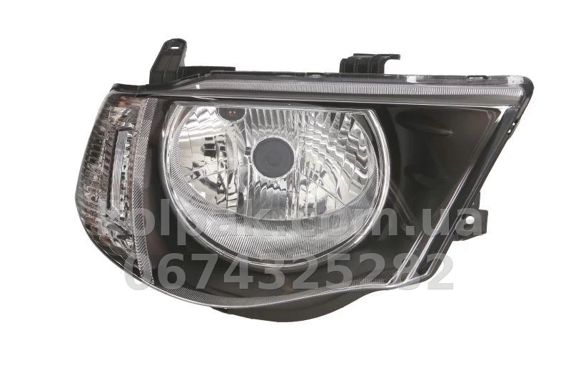 Front right headlight Mitsubishi L200 2007-2015, H4, with white indicator lens, electric adjustment, Depo, 214-1180R-LDEMC Front right headlight Mitsubishi L200 2007-2015, H4, with white indicator lens, electric adjustment, Depo, 214-1180R-LDEMC β photo 1