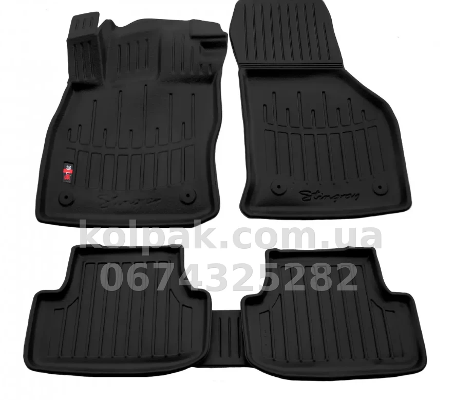 Polyurethane floor mats for Volkswagen Golf 8 2020-/Seat Leon 2020-/Audi A3 2020-, with raised edges, 5 pcs, Stingray, 5024155 Polyurethane floor mats for Volkswagen Golf 8 2020-/Seat Leon 2020-/Audi A3 2020-, with raised edges, 5 pcs, Stingray, 5024155 β photo 1
