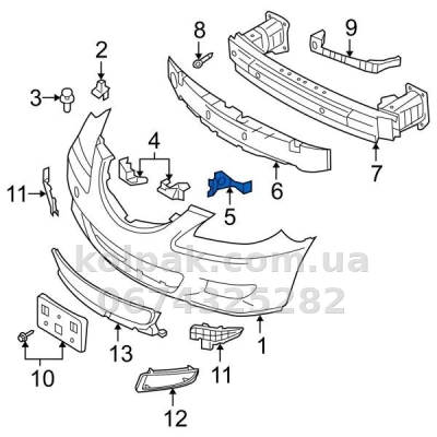 Original right front bumper mounting bracket Mazda 3 SD 2007-2009, BAN6500T1D — photo 2
