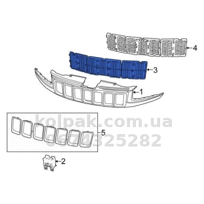Решітка радіатора Jeep Grand Cherokee 2013-2016, смужки, AVTM, 183809993 — фото 3
