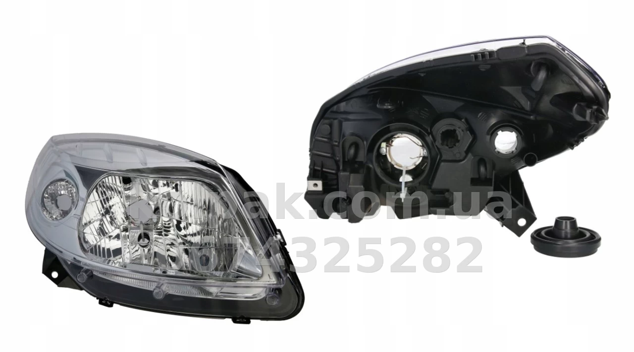 Front right headlight Renault Sandero 2008-2013, electric/manual adjustment, without bulbs (H4/PY21W/W5W), chrome, Depo, 5511170RLDEM1 Front right headlight Renault Sandero 2008-2013, electric/manual adjustment, without bulbs (H4/PY21W/W5W), chrome, Depo, 5511170RLDEM1 β photo 1