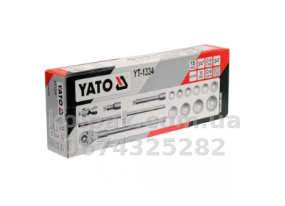 Socket set 3/4, 15 pcs, (sockets 6-point:30, 32, 34, 36, 36, 3, 41, 46, 50, 55, 60 mm) Yato YT-1334 Socket set 3/4, 15 pcs, (sockets 6-point:30, 32, 34, 36, 36, 3, 41, 46, 50, 55, 60 mm) Yato YT-1334 β photo 2