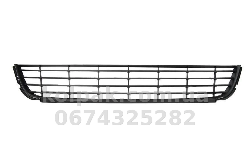 Решітка бампера Volkswagen Golf 6 2009-2012, середня, із чорним молдингом, AVTM, 5K0853677A9B9, 7411 992 Решітка бампера Volkswagen Golf 6 2009-2012, середня, із чорним молдингом, AVTM, 5K0853677A9B9, 7411 992 — фото 1