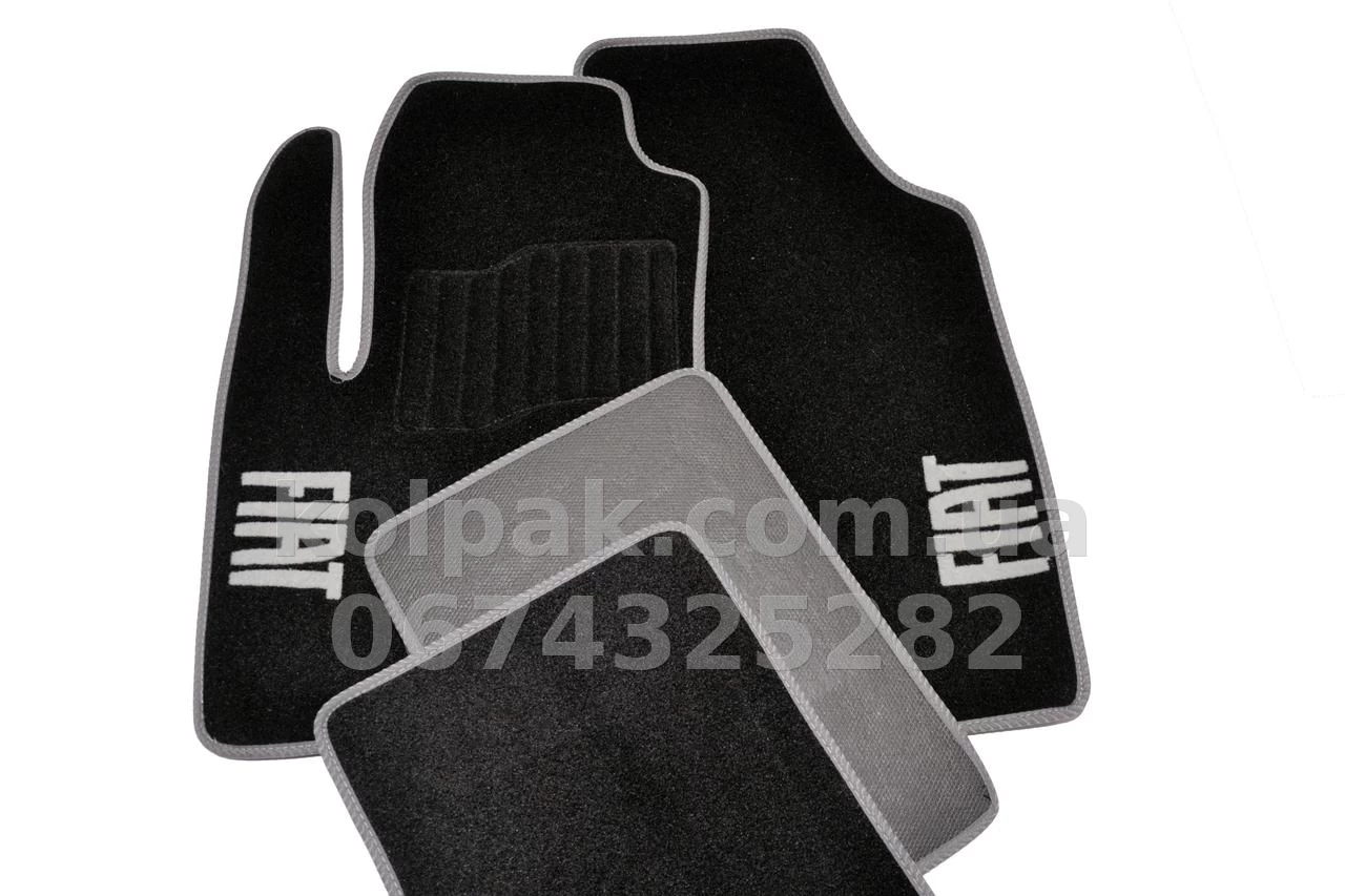 Carpet floor mats for Fiat 500 2008-, grey surround, black, AVTM BLCCR1134 Carpet floor mats for Fiat 500 2008-, grey surround, black, AVTM BLCCR1134 β photo 1
