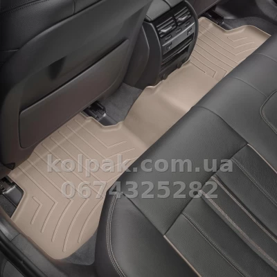 Floor mats for BMW 5-Series G30 2017-, with raised edges, rear, beige, Weathertech 4510892 — photo 2