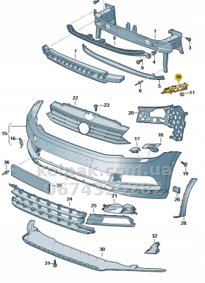 Oryginalny prawy wspornik mocowania przedniego zderzaka Volkswagen Passat B8 2015-, 3G0807050 — zdjęcie 2
