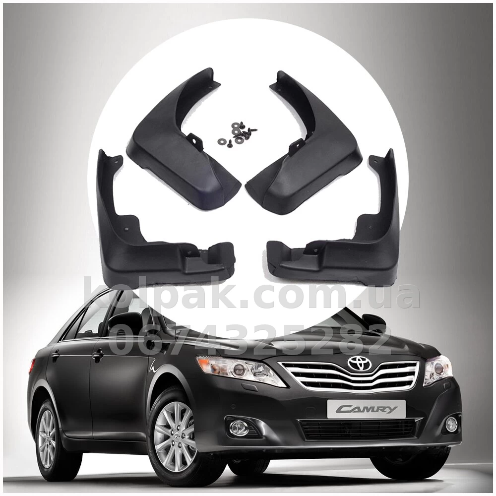 Model-specific mud flaps for Toyota Camry V40 2006–2011 HAVOC full set + fitting kit Model-specific mud flaps for Toyota Camry V40 2006–2011 HAVOC full set + fitting kit — photo 1