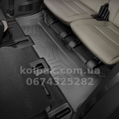 Floor mats for Hyundai Santa Fe 2012-, 3 row, with raised edges, black, Weathertech 444404 — photo 2