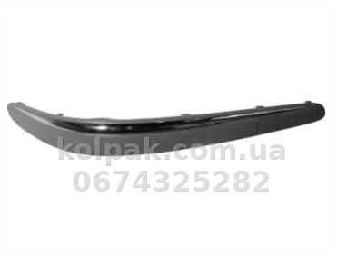 Правий молдинг переднього бампера Mercedes-Benz E-Class W211 2002-2006, без хрому, з отвором для датчика паркування, AVTM, 2118800612, 184610932 Правий молдинг переднього бампера Mercedes-Benz E-Class W211 2002-2006, без хрому, з отвором для датчика паркування, AVTM, 2118800612, 184610932