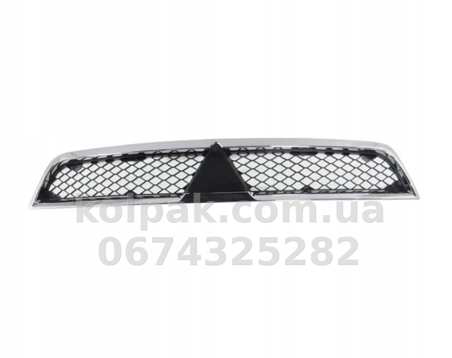 Решітка радіатора Mitsubishi Lancer 10 2007-2012, верхня, хромована рамка, AVTM, 184811991 Решітка радіатора Mitsubishi Lancer 10 2007-2012, верхня, хромована рамка, AVTM, 184811991 — фото 1