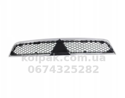 Решітка радіатора Mitsubishi Lancer 10 2007-2012, верхня, хромована рамка, AVTM, 184811991 Решітка радіатора Mitsubishi Lancer 10 2007-2012, верхня, хромована рамка, AVTM, 184811991