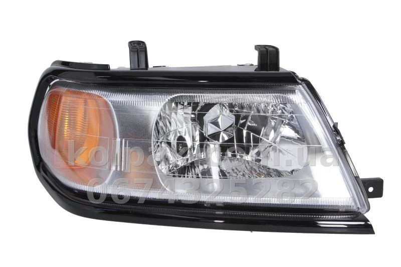 Front right headlight Mitsubishi Pajero Sport 2005-2008, H4, with indicator, electric/manual adjustment, black frame, Depo, 114-1121R-LDEM2 Front right headlight Mitsubishi Pajero Sport 2005-2008, H4, with indicator, electric/manual adjustment, black frame, Depo, 114-1121R-LDEM2 β photo 1