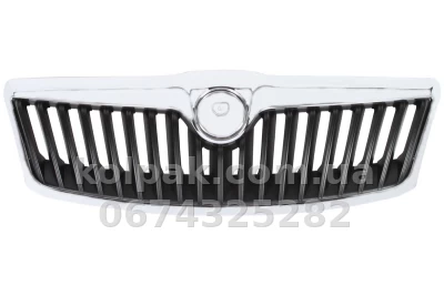 Решітка радіатора Skoda Octavia A5 2004-2008, чорна, із хромованою рамкою, AVTM, 186407992