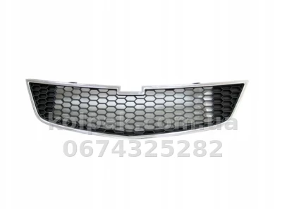 Решітка радіатора Chevrolet Spark m300 2010-2012, нижня, чорна, із хромованим молдингом, AVTM, 181735990