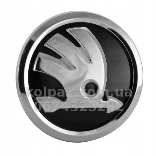 Radiator grille badge Skoda Superb 2008-/Fabia 2014-/Octavia A7 2013-/Rapid 2012-, 90 mm, 3V0853621A FOD Radiator grille badge Skoda Superb 2008-/Fabia 2014-/Octavia A7 2013-/Rapid 2012-, 90 mm, 3V0853621A FOD β photo 1