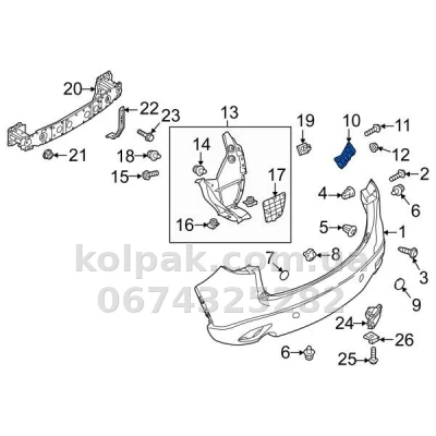 Right rear bumper mounting bracket Mazda CX-5 2012-2016, AVTM, KD53502H1A, 184421962 — photo 2