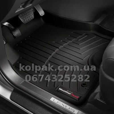 Floor mats for Hyundai Genesis 2010-, with raised edges, front, black, Weathertech 447461 — photo 2