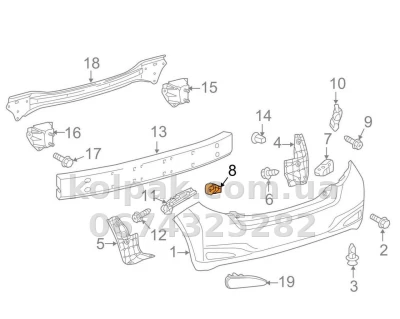 Ліве кріплення заднього бампера Toyota Yaris 2011-2014, під ліхтарем, AVTM, 521560D040, 187028963 — фото 2