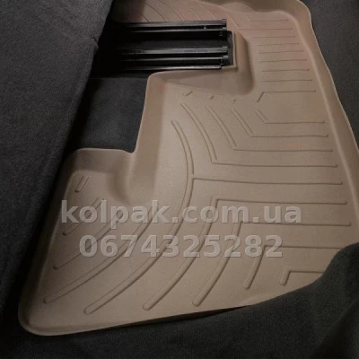 Floor mats for Audi Q7 2006-2015, 3 row, with raised edges, rear, beige, Weathertech 451513 — photo 2