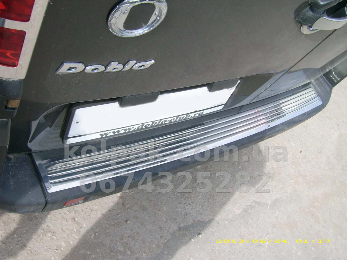 Chrome rear bumper protector Fiat Doblo 2000-, OmsaLine, 2520093 Chrome rear bumper protector Fiat Doblo 2000-, OmsaLine, 2520093 β photo 1