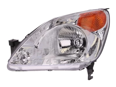 Передня ліва фара Honda CR-V 2 2001-2004, H4, із жовтим покажчиком повороту, електричне регулювання, Depo, 217-1138L-LDEMY — фото 2