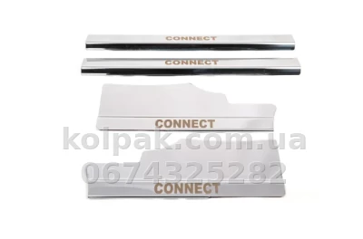 Chrome inner door sill trims (4 pcs) Ford Connect 2002-2006, Carmos, 645214115 — photo 2