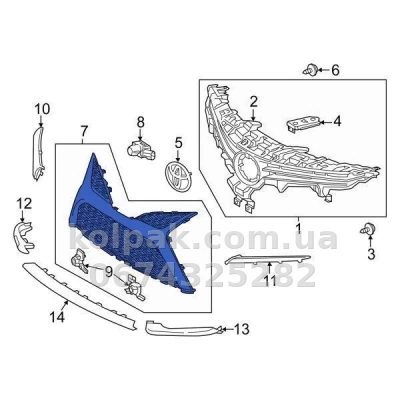 Bumper grille Toyota Camry 70 2017-, centre, without parking sensor opening, black matt Colour, AVTM, 5310206520, 187063910 Bumper grille Toyota Camry 70 2017-, centre, without parking sensor opening, black matt Colour, AVTM, 5310206520, 187063910 β photo 2