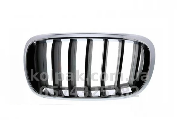 Права решітка радіатора BMW X5 (F15)/X6 (F16) 2014-2018, хромована, ребра чорні, AVTM, 112360010 Права решітка радіатора BMW X5 (F15)/X6 (F16) 2014-2018, хромована, ребра чорні, AVTM, 112360010 — фото 1