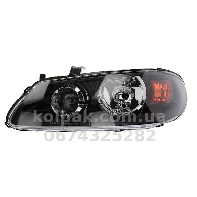 Передня ліва фара Nissan Almera N16 2002-, H7/H7, електричне регулювання, чорна рамка, Depo, 215-1196L-LDEM2