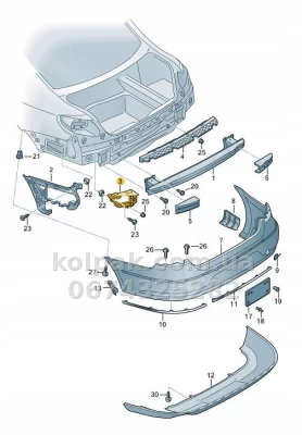 Ліве кріплення заднього бампера Volkswagen Passat CC 2012-2016, під ліхтарем, AVTM, 3C8807393D, 187436963 — фото 3