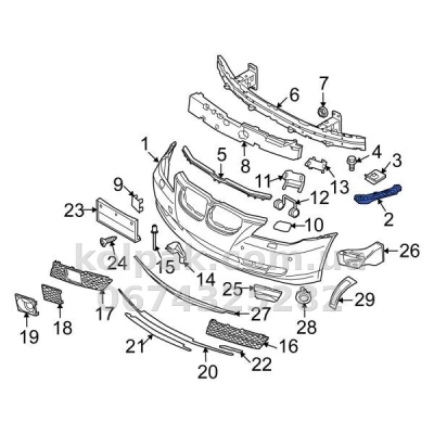 Праве кріплення переднього бампера BMW 5-Series E60/E61 2006-2010, AVTM, 51117178078, 181404932 — фото 2
