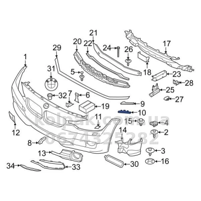 Праве кріплення переднього бампера BMW 3-Series F30/F31 2012-2015, нижнє, AVTM, 51117279712, 181422934 — фото 2