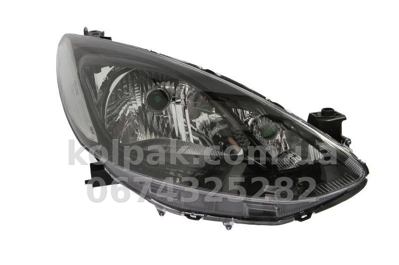 Front right headlight Mazda 2 2007-2014, H4, electric/manual adjustment, black frame, Depo, 216-1156R-LDEM2 Front right headlight Mazda 2 2007-2014, H4, electric/manual adjustment, black frame, Depo, 216-1156R-LDEM2 β photo 1