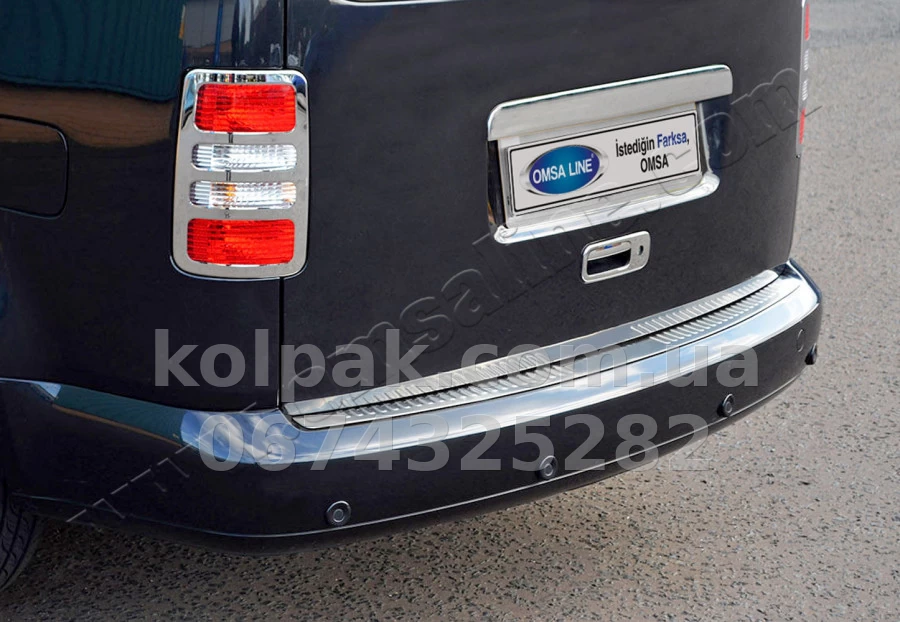 Chrome rear bumper protector (without lettering) Volkswagen Caddy 2003-2015, OmsaLine, 7520095 Chrome rear bumper protector (without lettering) Volkswagen Caddy 2003-2015, OmsaLine, 7520095 β photo 1