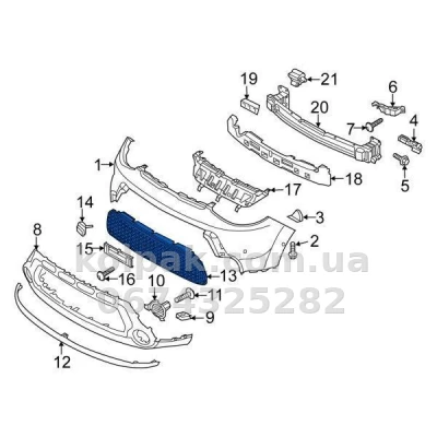 Решітка бампера Kia Soul 2014-2017, середня, AVTM, 86561B2000, 184036910 — фото 2