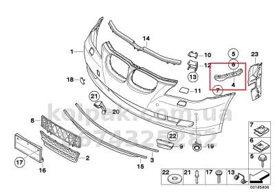 Праве кріплення переднього бампера BMW 3-Series E30/E31 2012-2015, верхнє, AVTM, 51117255362, 181422932 — фото 2